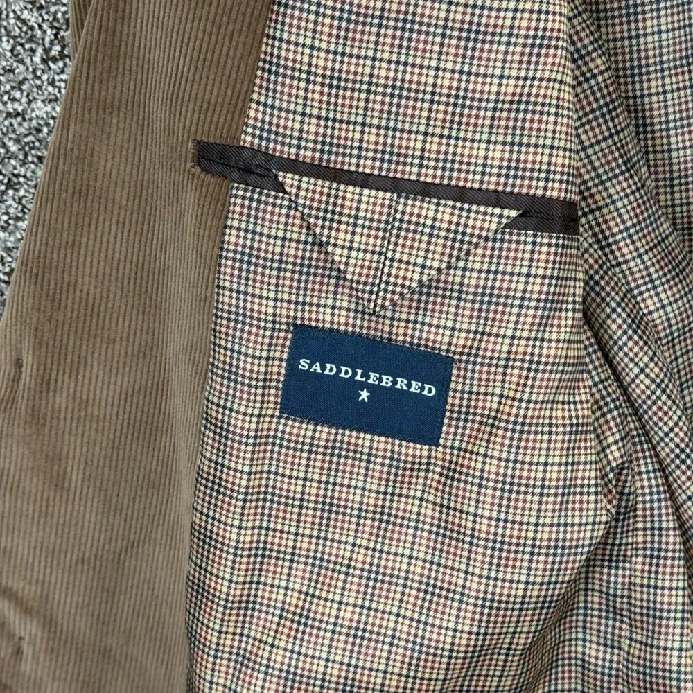 Saddlebred Blazer Mens 46R Brown‎ Corduroy Cotton Two-Button Sport Coat Jacket